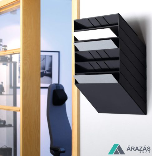 Prospektustartó fali A4 fekvő FLEXIBOXX 6 rekeszes - fekete (1709785060)