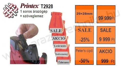 PRINTEX 3/1 T2928 árazógép MAXI 7 + szöveglemez