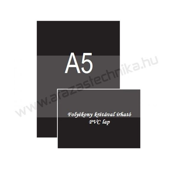 A5 fekete PVC lap (148×210mm) folyékony krétával írható