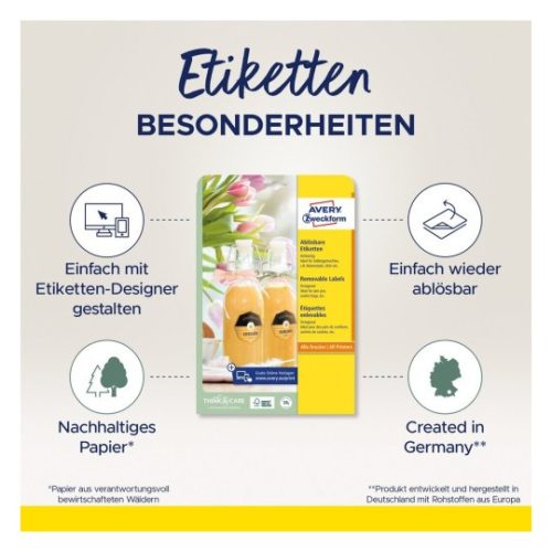 5082 Avery univerzális visszaszedhető nyolcszögletű címke - fehér 40mm