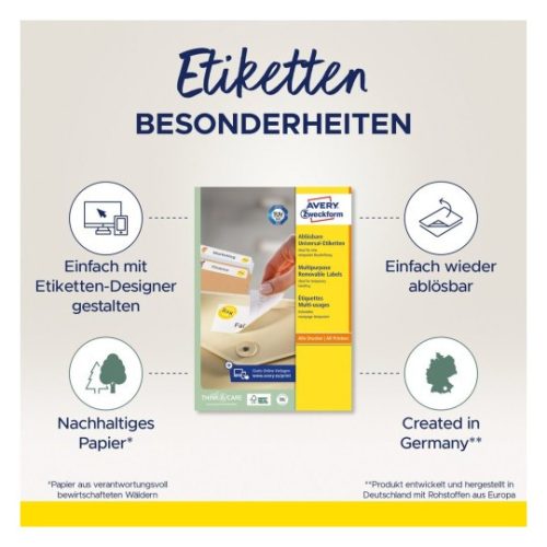 Visszaszedhető etikett 63,5x46,6mm (Avery L6025 REV-25)