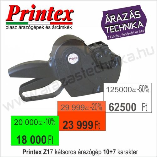 PRINTEX Z17/-% kétsoros árazógép / AKCIÓ - kedvezmény jelölésre