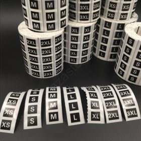   Méretjelző 80x20mm PP CLear átlátszó +fekete XS, S, M, L, XL, L, XXL, 3XL