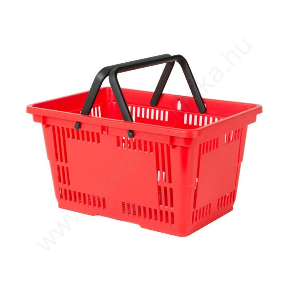 Bevásárló kosár kézi  kétfüles 28 literes piros