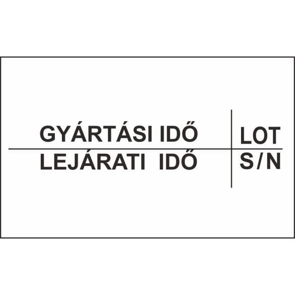 26x16mm original árazócímke GYÁRTÁSI IDŐ - LEJÁRATI IDŐ - LOT - S/N (FROZEN)