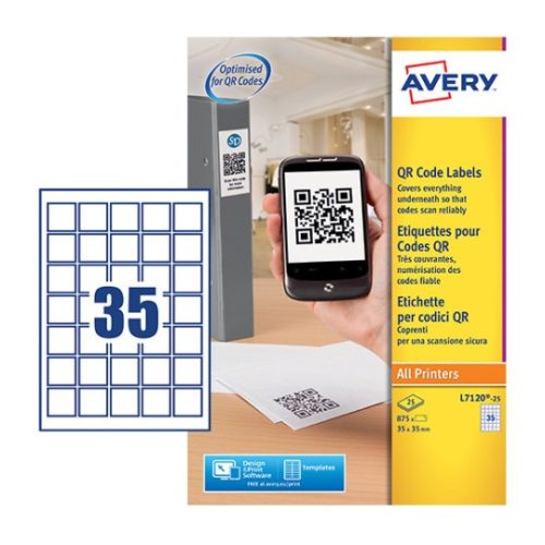 L7120-25 Avery öntapadó QR-kód címke 35x35mm