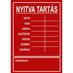   NYITVA TARTÁS matrica öntapadós (UV álló kültéri festék) - piros