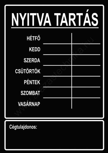 NYITVATARTÁS matrica A5 - fekete