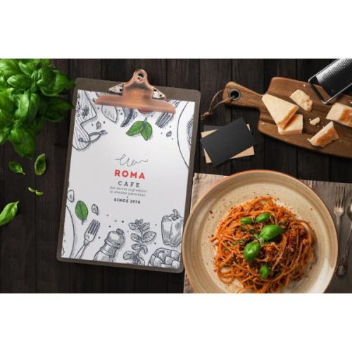 Felírótábla, csíptetős menütartó A4 Style - (MC-CBA4-BR)