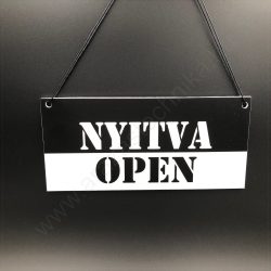 NYITVA-ZÁRVA  OPEN-CLOSED 210x98mm tábla (fekete-fehér)