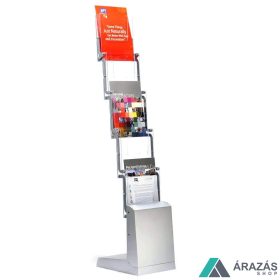   Prospektustartó állvány - mobil összecsukható (5xA4 akryl rekesz)