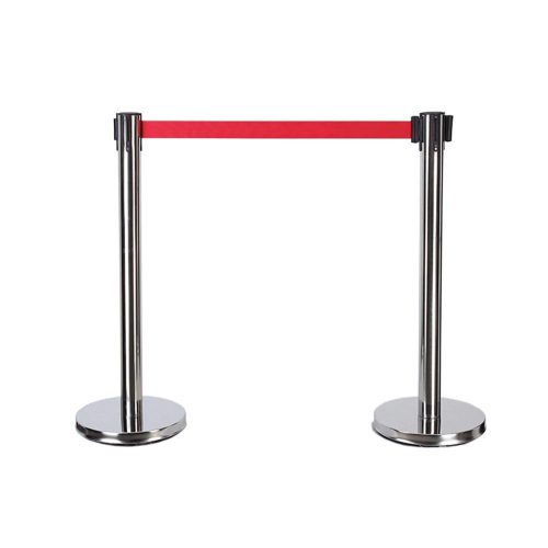 Kordonoszlop krómozott 1,8m piros szalag