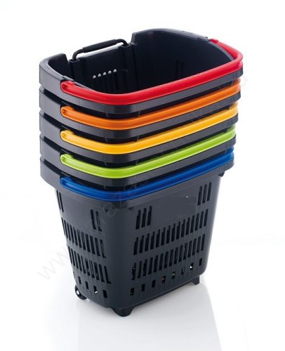 34L Gurulós bevásárló kosár - antracit - PIROS fül