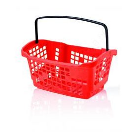 Bevásárló kosár 20L - Design PIROS - fekete fül (02846)