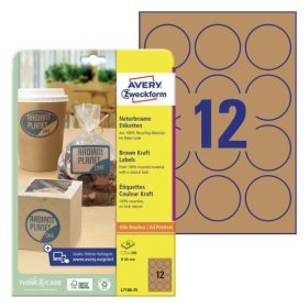   L7106-25 Avery környezetbarát körcímke Ø 60mm - barna kraft