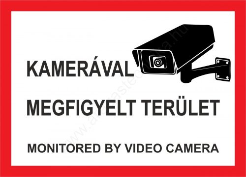 Kamerával megfigyelt terület - A5 matrica (UV álló) - piros