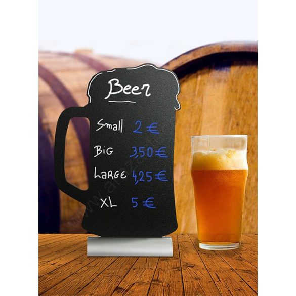 Menütartó krétás - SÖR sziluett - alumínium talp Securit® (FBTA-BEER)