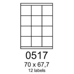 70x67,7 mm 12 db/ív Rayfilm íves etikett címke [0517A]