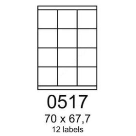 70x67,7mm 12 db/ív Rayfilm íves etikett címke [0517A]