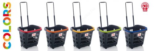 34L Gurulós bevásárló kosár - antracit - SÁRGA fül