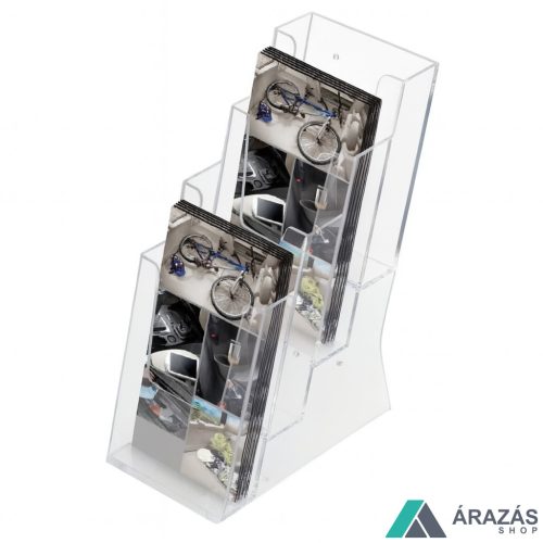 Prospektustartó 4 x 1/3 A4 plexi fali  szórólaptartó