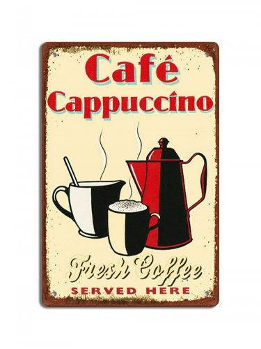 Café Cappuccino retro fémtábla