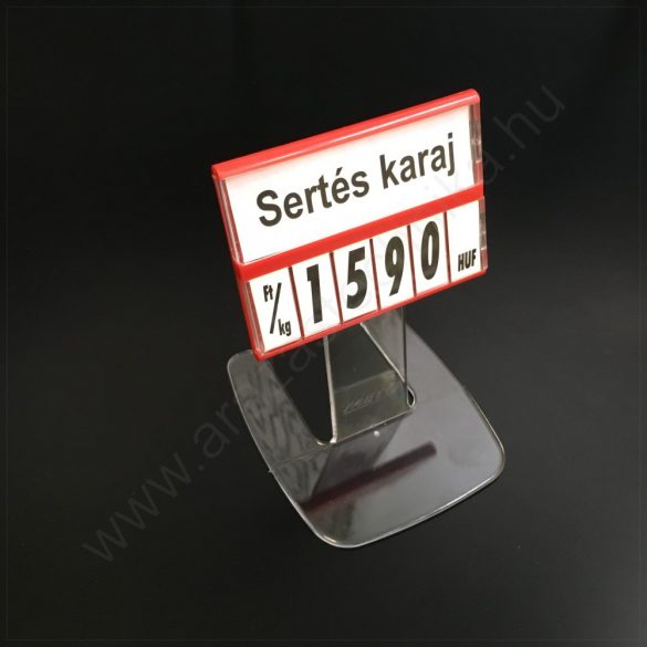 Árkazetta SZETT 74x51mm lapozható számokkal (piros keret) + 10 cm akril TALP