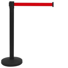 Kordonoszlop fekete  1,8m piros szalag