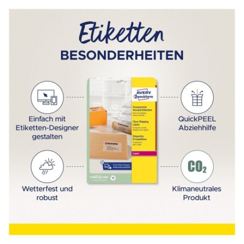 L7567-25 Avery átlátszó csomag címke 210x297mm