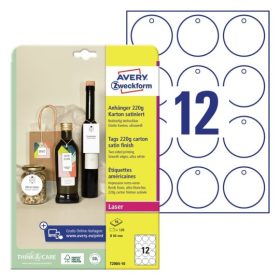   T2004-10 Avery függő etikett, sima élek, vágott sarok, 60mm kör