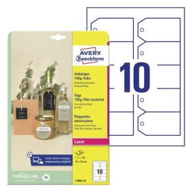   T3002-10 Avery függő etikett, fólia, 190µ 90x50mm, vágott sarok