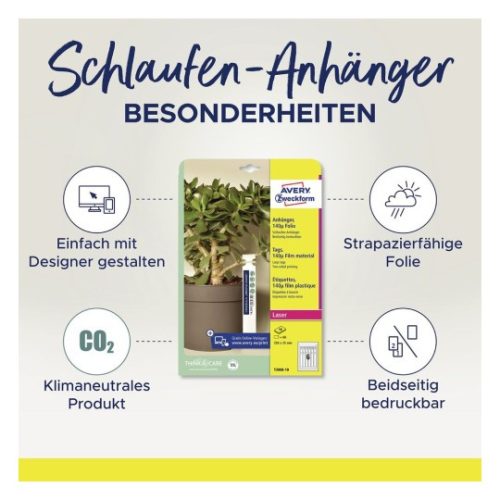 T3008-10 Avery átfűzhető kertészeti címke, fólia, 140µ  250x25mm