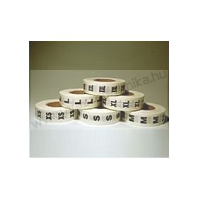   Méretjelző  38mm körcímke XS, S, M, L XL, XXL, 3XL - fehér